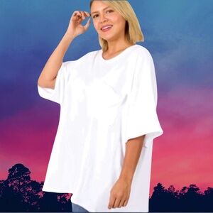 Zenana Women’s plus-size White Oversized Short-Sleeve Raw-hem T-shirt❤️❤️3X